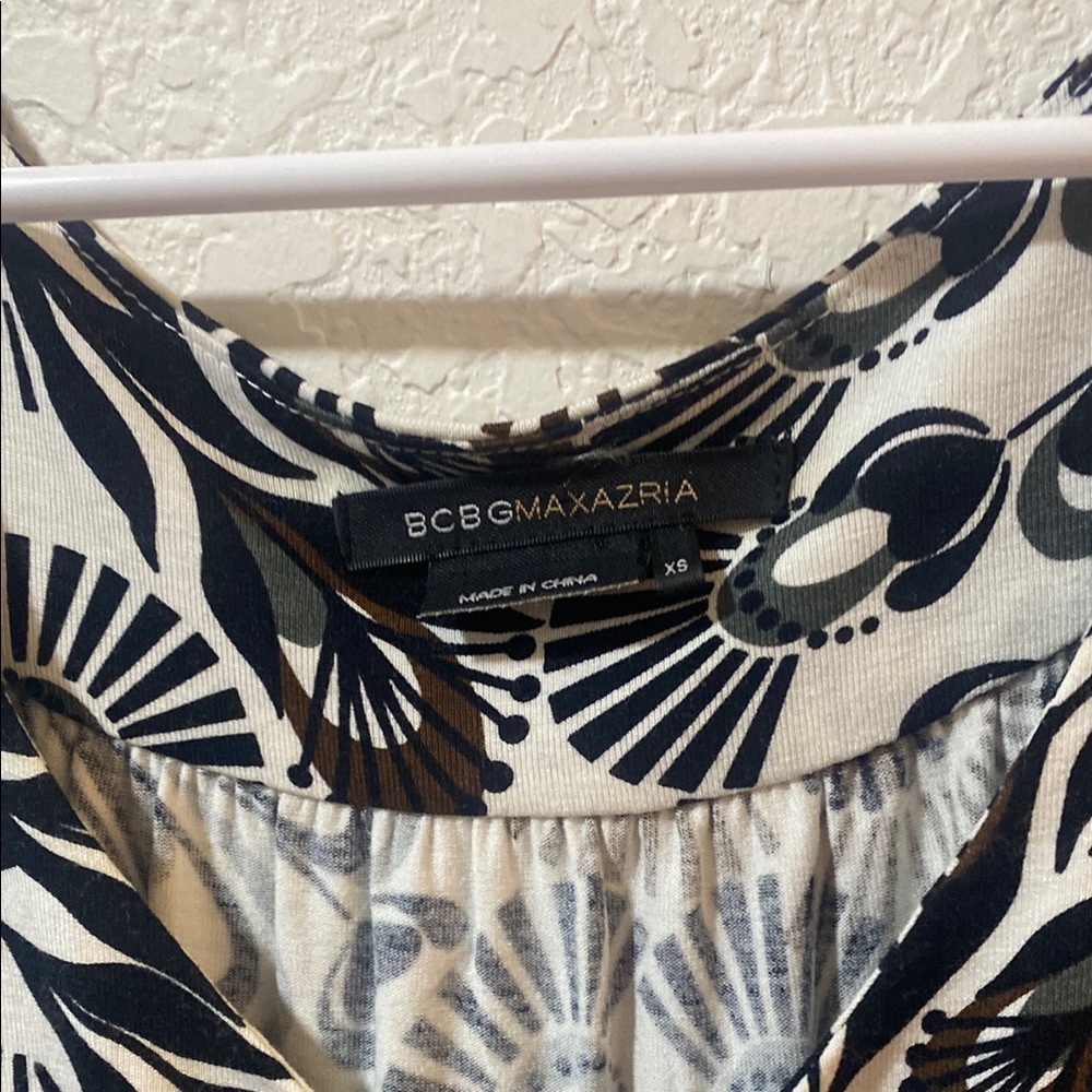 BCBGMAXAZRIA Black and White Patterned Dress